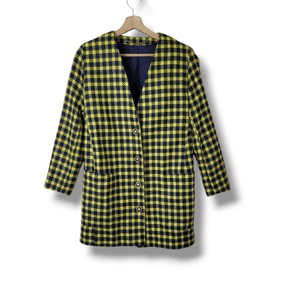 Basler Jackets & Blazers - Basler Wool Longline Blazer Classic Preppy Houndstooth Statement Jacket